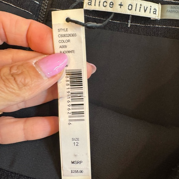 New Alice + Olivia Black Pinstripe Women's Skirt Asymmetrical Faux Wrap Size 12 - Picture 5 of 7